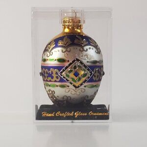 VINTAGE Hand Crafted Glass Faberge Ornament Christmas Decoration DESIGNERS STUDI